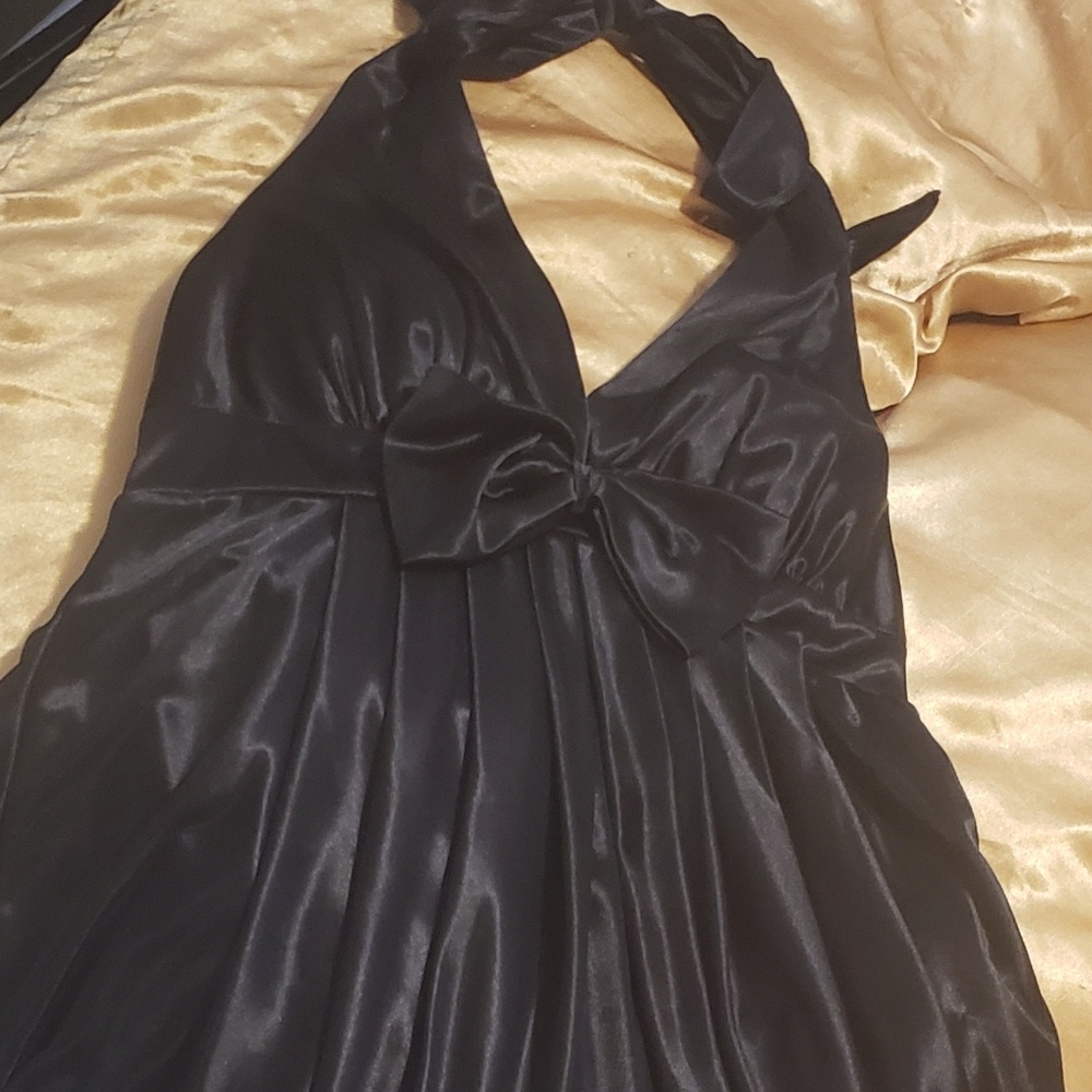Bora black satin bubble dress